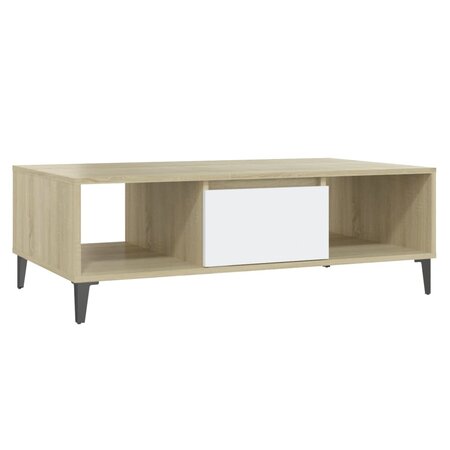 vidaXL Table basse Blanc et chêne sonoma 103 5x60x35 cm Aggloméré