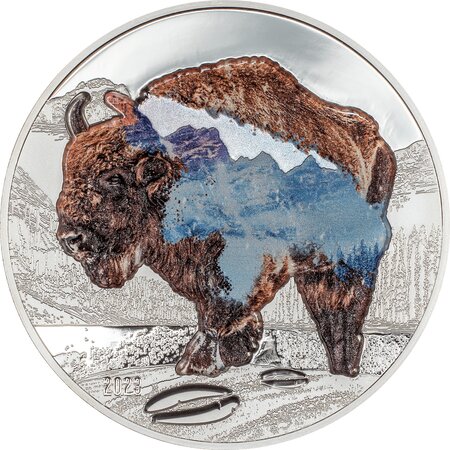 BISON Into The Wild 2 onces argent monnaie 1000 Togrog Mongolia 2023