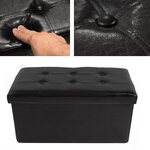 Tectake Pouf coffre de rangement pliable grand format aspect cuir - noir