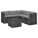 vidaXL Salon palette de jardin 6 Pièces avec coussins Bois de pin massif