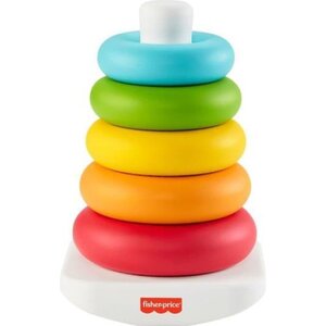 Fisher-price - pyramide arc-en-ciel  anneaux a empiler classiques en matériaux d'origine végétale - jouet éveil 1er âge - des 6 mois
