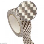 Masking Tape 1 5 cm x 10 m - Damier - argenté