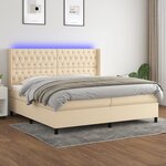 vidaXL Sommier tapissier et matelas et LED Crème 200x200 cm Tissu