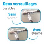Beeper antivol câble avec alarme 110 db - 120 cm avec support an-cat120