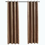 vidaXL Rideaux occultants avec anneaux 2 Pièces Velours Beige 140x225 cm
