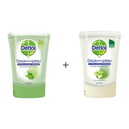 Pack No Touch Recharges Savon Liquide - Aloe Vera + Thé Vert - Action Antibactérienne ... DETTOL