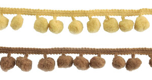 Galon ruban à pompons 8mm taupe