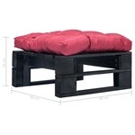vidaXL Repose-pied palette de jardin avec coussin rouge noir bois