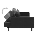 vidaXL Canapé-lit 2 places 2 oreillers et repose-pied Noir Velours