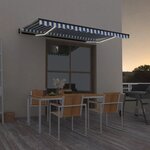 vidaXL Auvent automatique capteur de vent/LED 400x350 cm Bleu et blanc