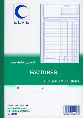 Manifold FACTURES 297 x 210 mm 50 feuillets Tripli ELVE
