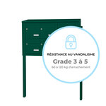 Bloc collectif Leabox 3x2  grade 3  simple face  extérieur  fixation sur pieds à sceller  vert mousse ral 6005 finition brillante