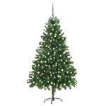 vidaXL Arbre de Noël artificiel pré-éclairé et boules 210 cm vert