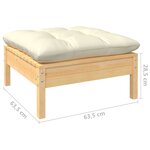 vidaXL Salon de jardin 7 Pièces avec coussins crème Bois de pin massif