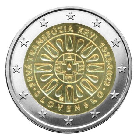 2 euro commemorative 2023 : slovaquie (100 ans de la transfusion sanguine)