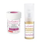 Colorant alimentaire en poudre pourpre + Poudre irisée dorée