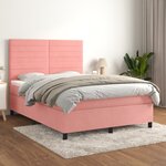 vidaXL Lit à sommier tapissier avec matelas Rose 140x190 cm Velours