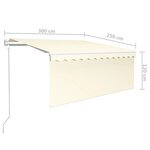vidaXL Auvent rétractable automatique avec store 3x2 5 m Crème
