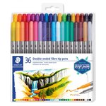 Set de 36 feutres de coloriage double pointe 3.0 mm et 0.5-0.8 mm assortis - staedtler -