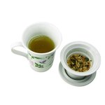 Tisanière fleurie porcelaine 250 ml + Tisane menthe et réglisse bio
