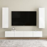 vidaXL Ensemble de meubles TV 4 Pièces Blanc brillant Aggloméré