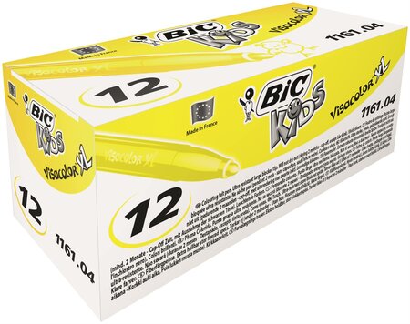 Boîte de 12 feutres de coloriage KIDS VISACOLOR XL Pte large Bloquée Jaune BIC