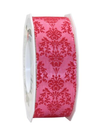 Ruban ornamenté laitonné brixen 20-m-rouleau 40 mm corail