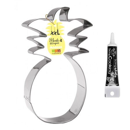 Découpoir à pâtisserie inox XXL Ananas + Stylo de glaçage noir
