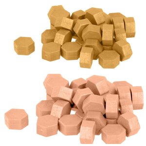 Perles de cire hexagonales - Or + Rose