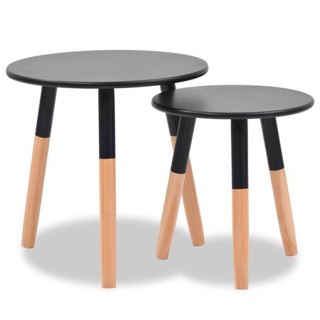 vidaXL Ensemble de tables d'appoint 2 Pièces Bois de pin massif Noir
