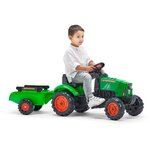 FALK - Tracteur a pédales Supercharger rouge avec capot ouvrant et remorque