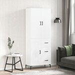 vidaXL Buffet haut Blanc 69 5x34x180 cm Bois d'ingénierie