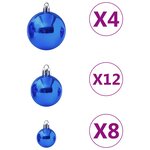 vidaXL Ensemble de boules de Noël 100 Pièces Bleu