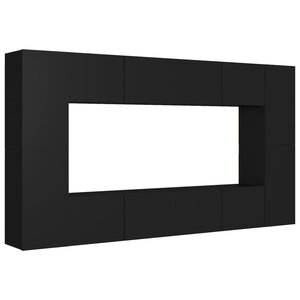 vidaXL Ensemble de meubles TV 8 Pièces Noir Aggloméré