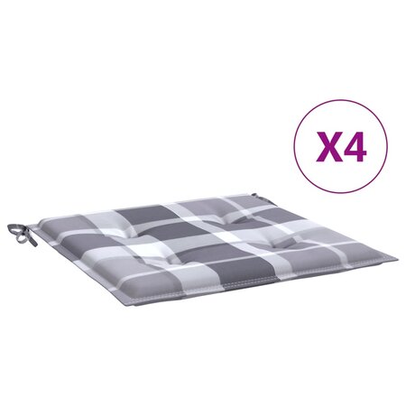 vidaXL Coussins de chaise de jardin 4 Pièces carreaux gris 50x50x3 cm
