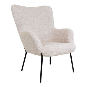 Fauteuil en agneau artificiel blanche avec pieds noirs