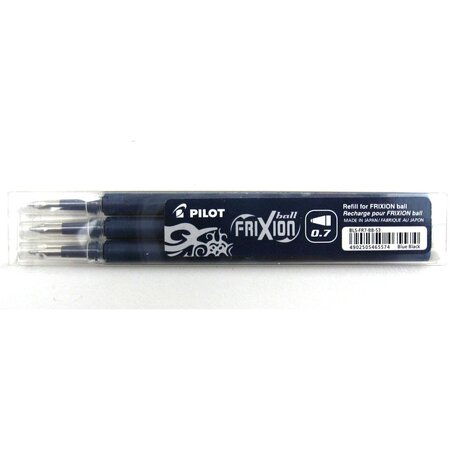 Set de 3 recharges pour roller frixion ball bls-fr7 bleu noir x 12 pilot