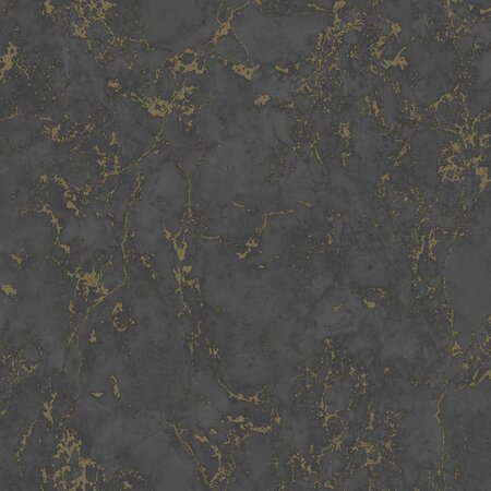 DUTCH WALLCOVERINGS Papier peint Motif de marbre Noir et doré