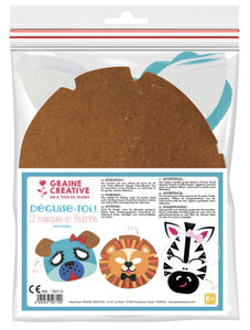 Sachet De 12 Masques Feutrine Zebre-Lion-Chien