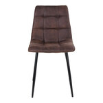 Chaise de salle à manger en microfibre marron foncé avec pieds noirs