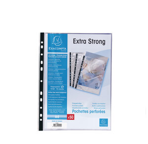Sachet De 50 Pochettes Perforées Polypropylène Lisse Haute Qualité 9/100e - A4 - Cristal - X 20 - Exacompta