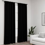 vidaXL Rideaux occultants aspect lin avec crochets 2Pièces Noir 140x245cm