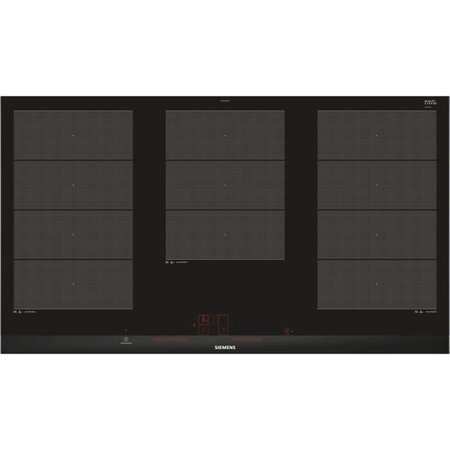 Siemens ex975lxc1f table de cuisson induction - 5 zones - 11100 w max - l 91 2 x p 52 cm - revetement verre - noir - profil inox