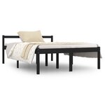 vidaXL Lit pour personne âgée noir 140x190 cm bois massif de pin