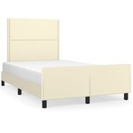 vidaXL Cadre de lit avec tête de lit Crème 120x200 cm Similicuir