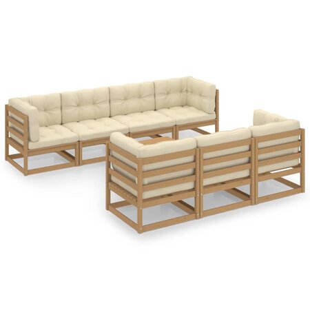 vidaXL Salon de jardin 8 Pièces avec coussins Bois de pin massif