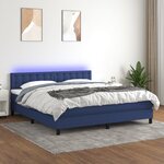 vidaXL Sommier tapissier avec matelas et LED Bleu 180x200 cm Tissu
