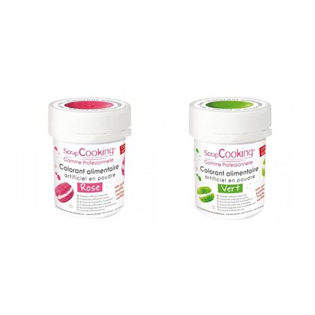 2 colorants alimentaires en poudre - vert-rose