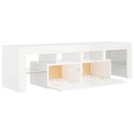 vidaXL Meuble TV avec lumières LED Blanc brillant 140x36 5x40 cm