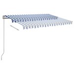 vidaXL Auvent automatique capteur de vent LED 3 5x2 5 m Bleu et blanc